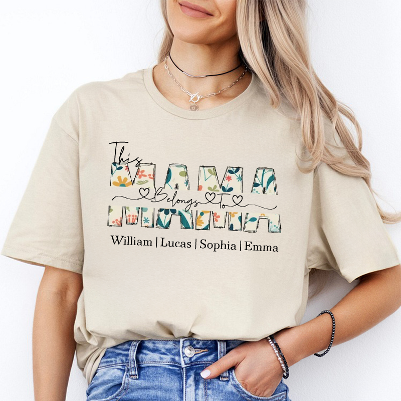 This Belongs to mum-Personalized Wear Heart On Sleeve Mama Sweatshirt with Kid Names on Sleeves-Mother's Day Sale!-Creatgifts