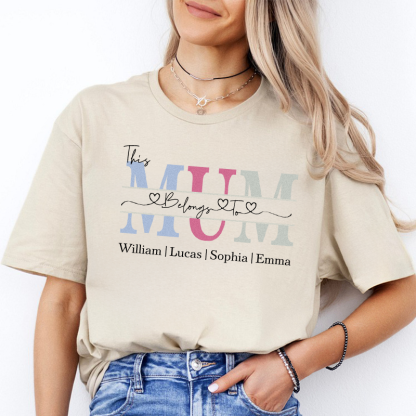 This Belongs to mum-Personalized Wear Heart On Sleeve Mama Sweatshirt with Kid Names on Sleeves-Mother's Day Sale!-Creatgifts