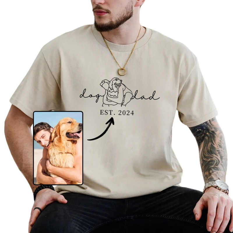 Dog/Cat Mama/Dad EST-Custom Photo T-shirt, Crewneck, Hoodie With Pets Names On Sleeve