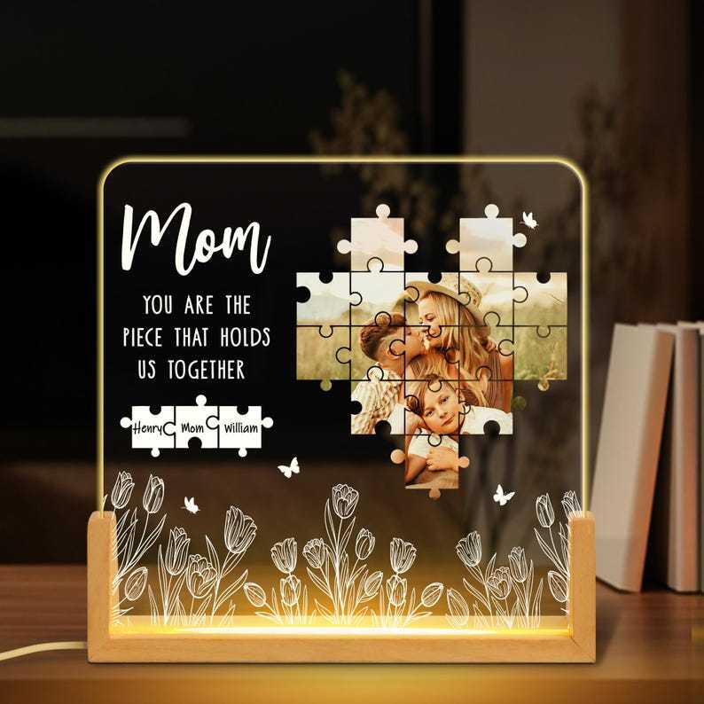 Custom Personalized Photo Piece Night Light Plaque, Mother's Day Gifts