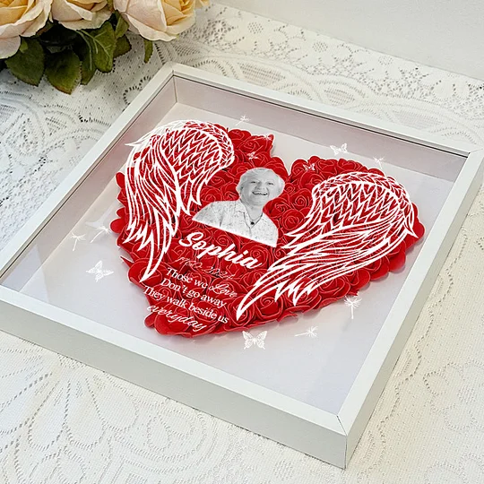 Personalized Flower Shadow Box - Gift For Loss Memorial Gift
