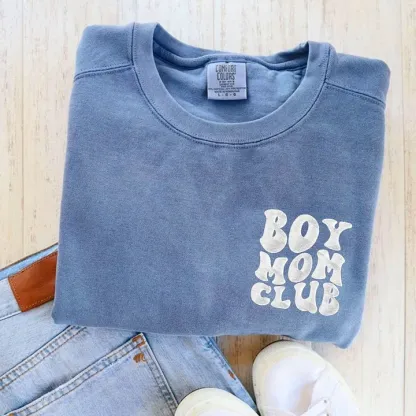 Boy Mom Club Sweatshirt, Mama Sweatshirt with Kids Name on Sleeve, Baby Shower Gift for Mom