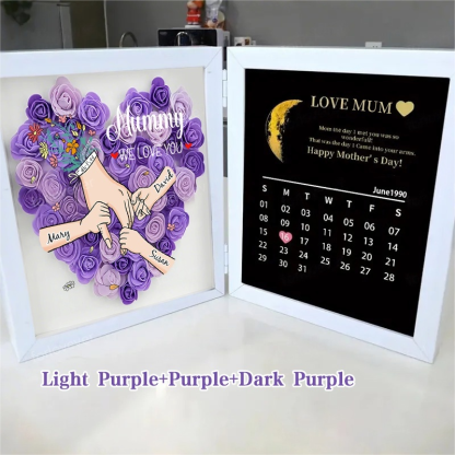 Mom We Love You With REAL MOON PHASE Anniversary Calendar - Personalized Mom & Grandma Flower Shadow Box with Names-Creatgifts