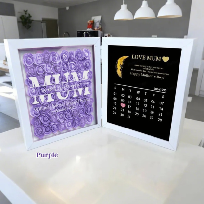  Mom We Love You With REAL MOON PHASE Anniversary Calendar - Personalized Flower Shadow Box-Creatgifts