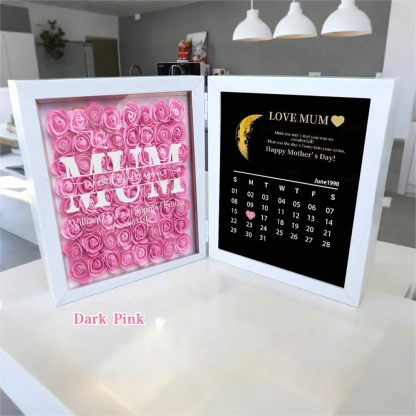  Mom We Love You With REAL MOON PHASE Anniversary Calendar - Personalized Flower Shadow Box-Creatgifts