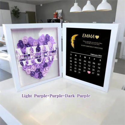 (Mum & Grand mum With Name) With REAL MOON PHASE Anniversary Calendar Custom flower frame