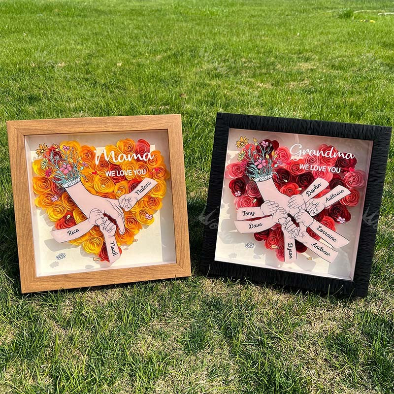 We Love You Mommy Hand Holding Pro- Custom Flower Shadow Box