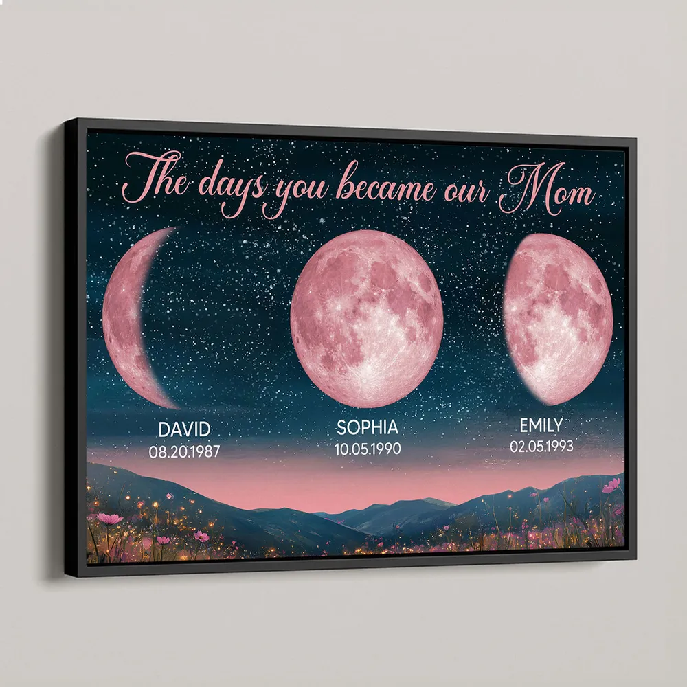 Personalized Birth Moon Frame, Pink Moon Phase | A Heartfelt Gift for Mom’s Birthday, Mother’s Day, or Just Because-Creatgifts
