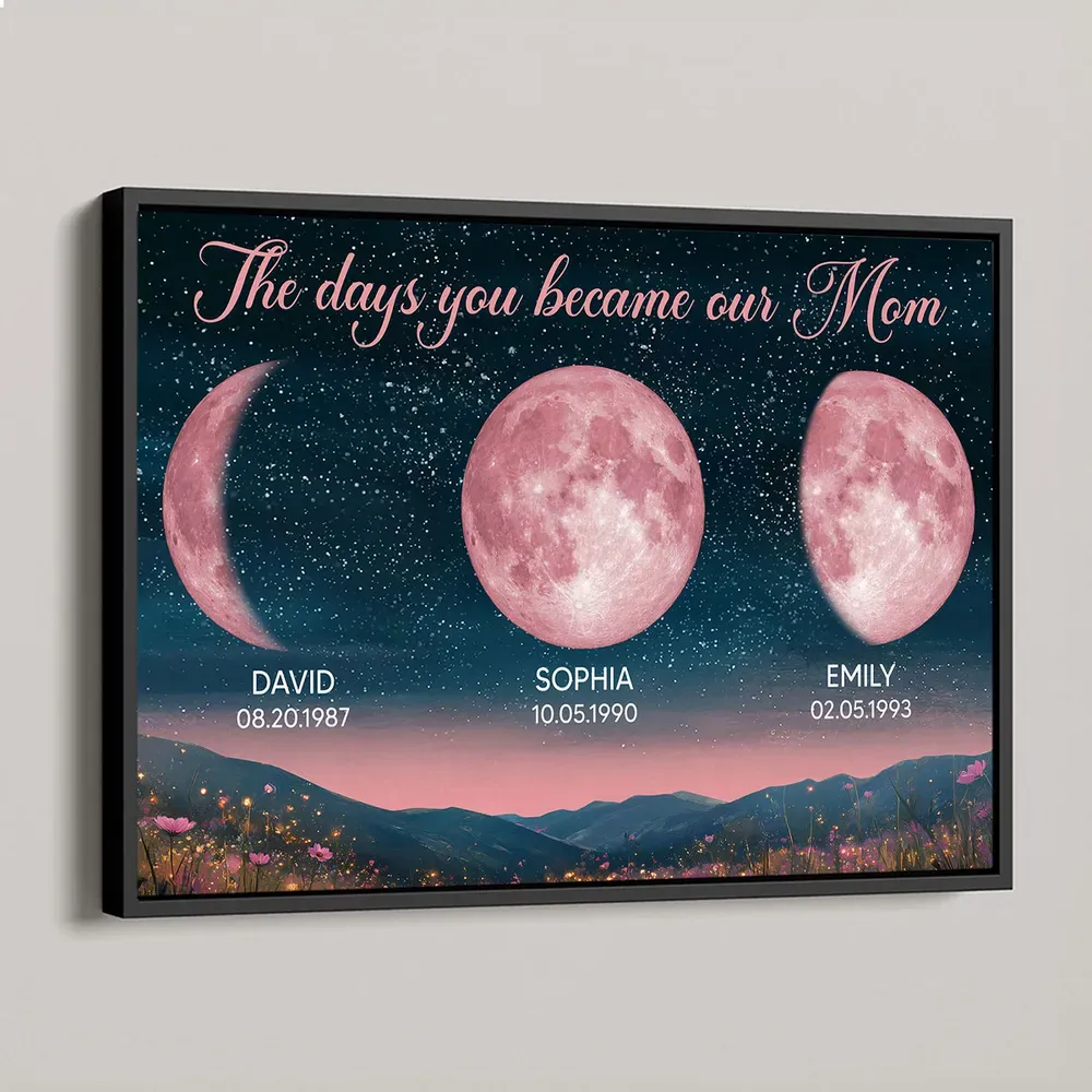 Personalized Birth Moon Frame, Pink Moon Phase | A Heartfelt Gift for Mom’s Birthday, Mother’s Day, or Just Because-Creatgifts