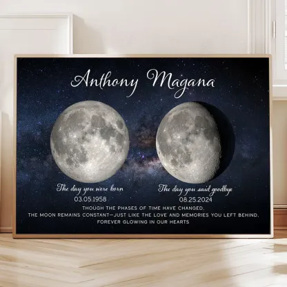 Lost Loved One Moon Phase Art Memorial Sympathy Gift Personalized Poster
