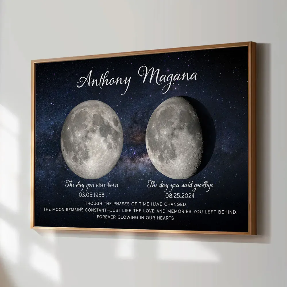 Lost Loved One Moon Phase Art Memorial Sympathy Gift Personalized Poster