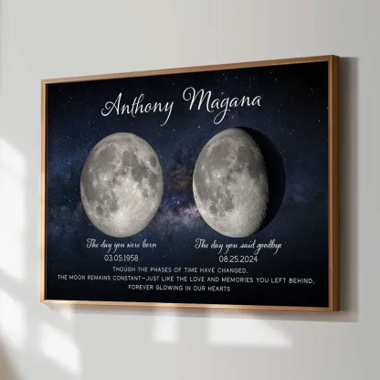 Lost Loved One Moon Phase Art Memorial Sympathy Gift Personalized Poster