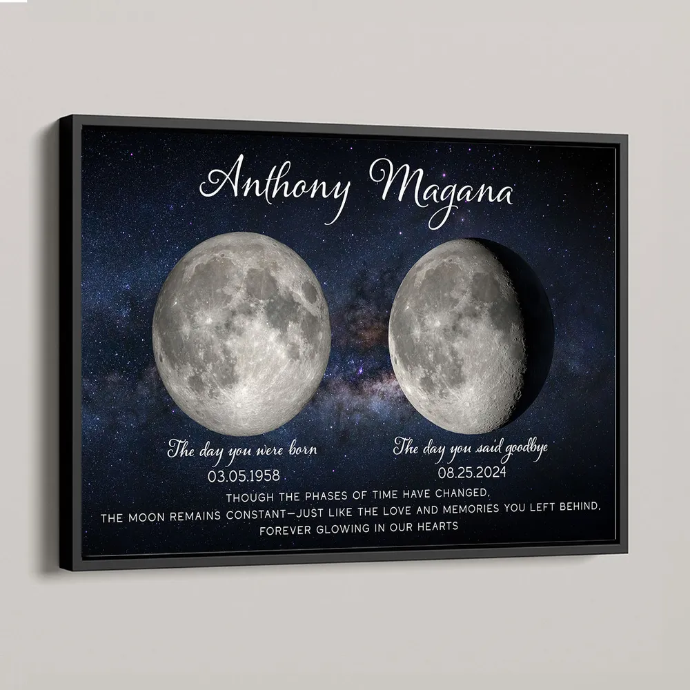 Lost Loved One Moon Phase Art Memorial Sympathy Gift Personalized Poster