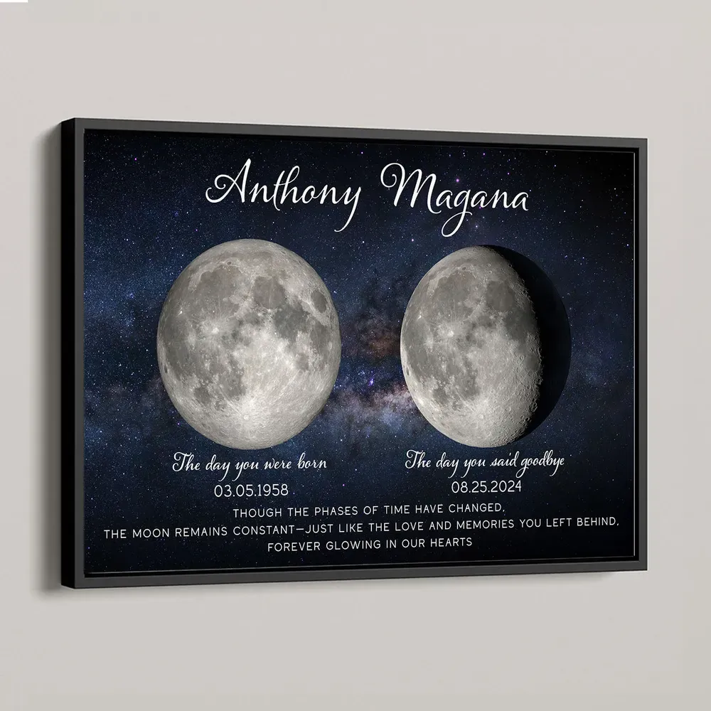 Lost Loved One Moon Phase Art Memorial Sympathy Gift Personalized Poster