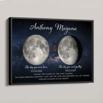 Lost Loved One Moon Phase Art Memorial Sympathy Gift Personalized Poster