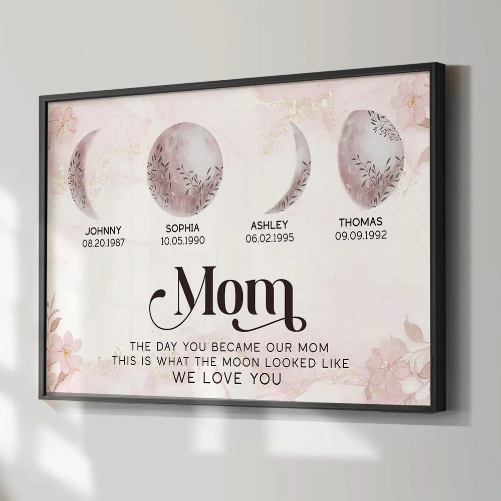 This Is What The Moon Looked Like The Day You Became Mom Grandma Custom Birth Moon Phase Frame