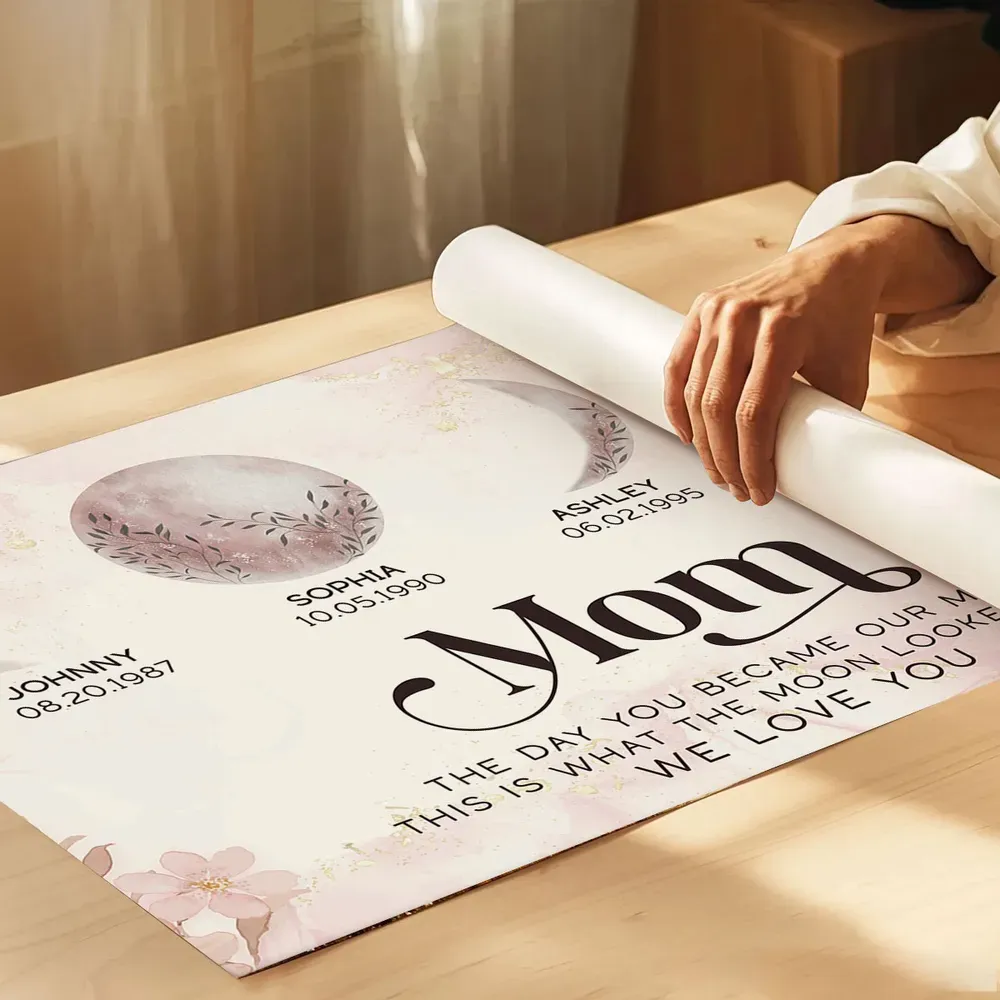 This Is What The Moon Looked Like The Day You Became Mom Grandma Custom Birth Moon Phase Frame