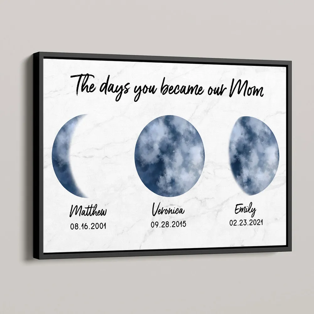 Custom Colorful Birth Moon Phase Frame The Day You Become My Mom Grandma, Mother's Day Gift