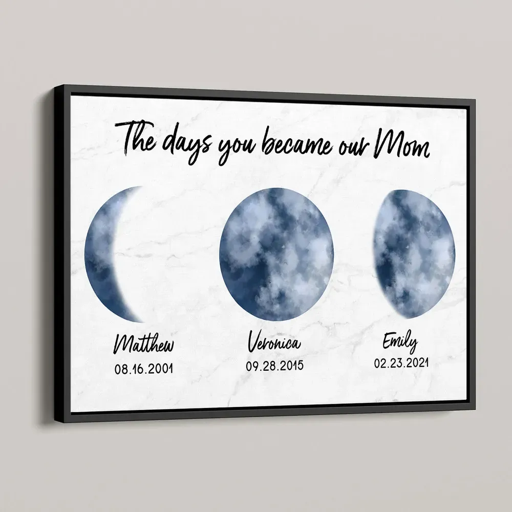 Custom Colorful Birth Moon Phase Frame The Day You Become My Mom Grand