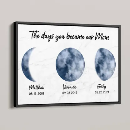 Custom Colorful Birth Moon Phase Frame The Day You Become My Mom Grandma, Mother's Day Gift