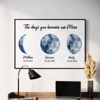 Custom Colorful Birth Moon Phase Frame The Day You Become My Mom Grandma, Mother's Day Gift