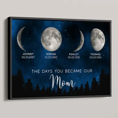 Galaxy Night The Days You Became Our Mom Birthday Moon Phase Frame, A Heartfelt Gift for Mom’s Birthday, Mother’s Day, or Just Because-Creatgifts