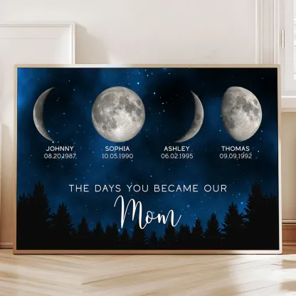 Galaxy Night The Days You Became Our Mom Birthday Moon Phase Frame, A Heartfelt Gift for Mom’s Birthday, Mother’s Day, or Just Because-Creatgifts