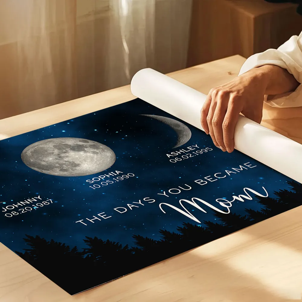 Galaxy Night The Days You Became Our Mom Birthday Moon Phase Frame, A Heartfelt Gift for Mom’s Birthday, Mother’s Day, or Just Because-Creatgifts