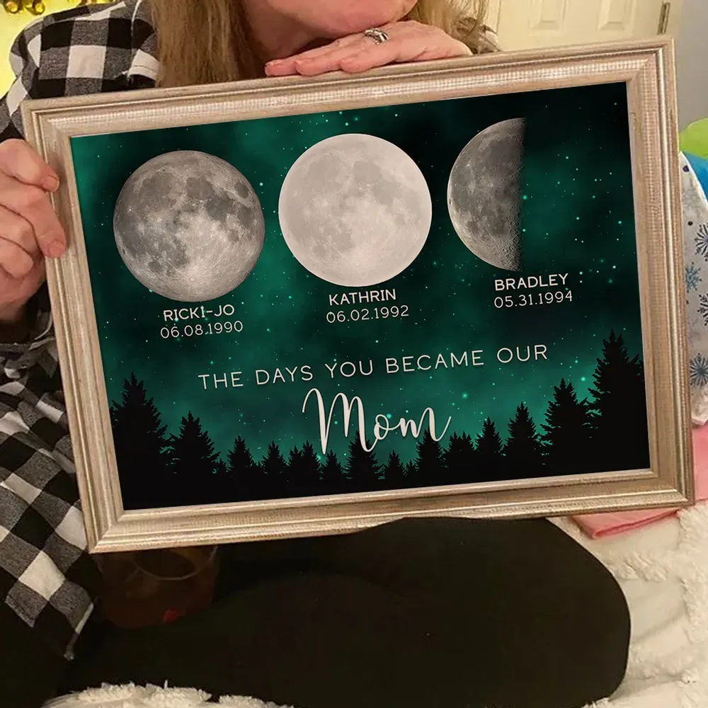Galaxy Night The Days You Became Our Mom Birthday Moon Phase Frame, A Heartfelt Gift for Mom’s Birthday, Mother’s Day, or Just Because-Creatgifts
