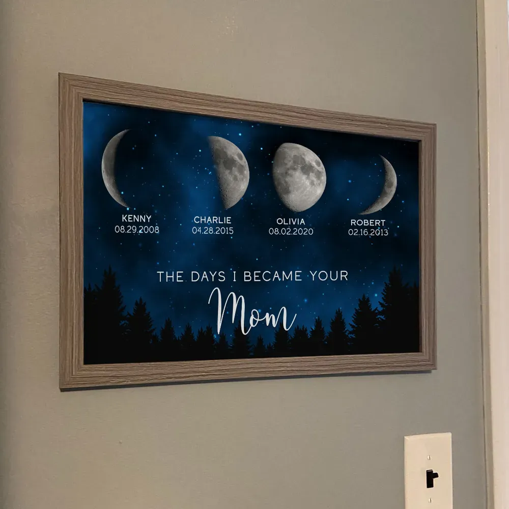 Galaxy Night The Days You Became Our Mom Birthday Moon Phase Frame, A Heartfelt Gift for Mom’s Birthday, Mother’s Day, or Just Because-Creatgifts
