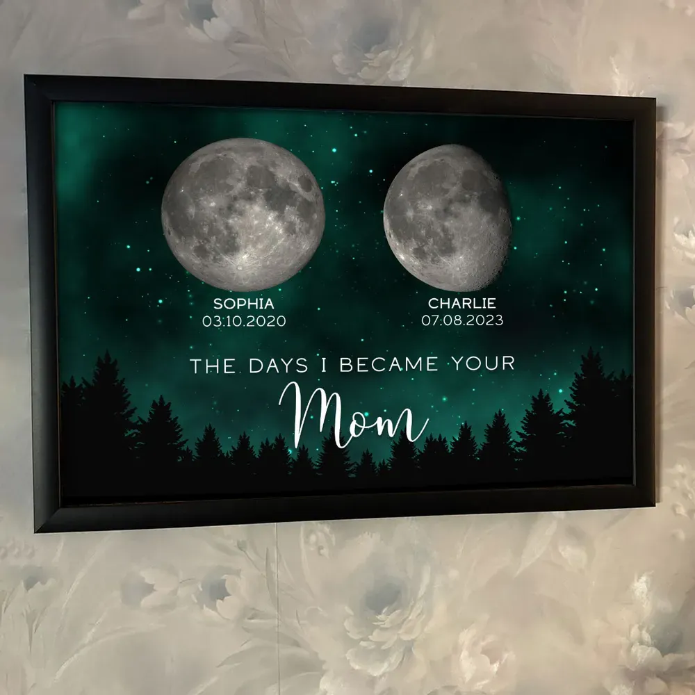 Galaxy Night The Days You Became Our Mom Birthday Moon Phase Frame, A Heartfelt Gift for Mom’s Birthday, Mother’s Day, or Just Because-Creatgifts