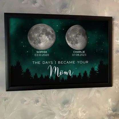 Galaxy Night The Days You Became Our Mom Birthday Moon Phase Frame, A Heartfelt Gift for Mom’s Birthday, Mother’s Day, or Just Because-Creatgifts