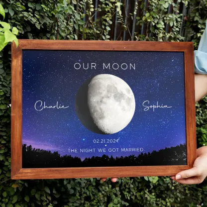 Our Moon Couple Gift Moon Phase Art Anniversary for Wife, Gift for Husband Wedding Anniversary Personalized Poster-Creatgifts