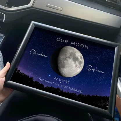 Our Moon Couple Gift Moon Phase Art Anniversary for Wife, Gift for Husband Wedding Anniversary Personalized Poster-Creatgifts