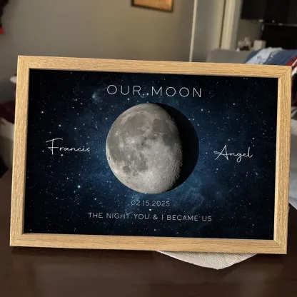 Our Moon Couple Gift Moon Phase Art Anniversary for Wife, Gift for Husband Wedding Anniversary Personalized Poster-Creatgifts