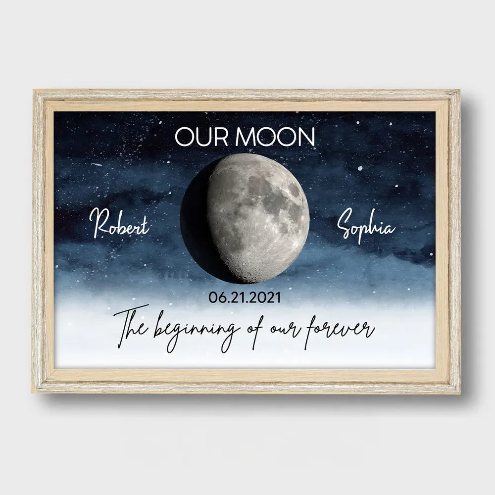 Starry Night Love Story Couple Custom Moon Phase Frame Anniversary Date, Anniversary Gift, Wedding Gift For Couple-Creatgifts