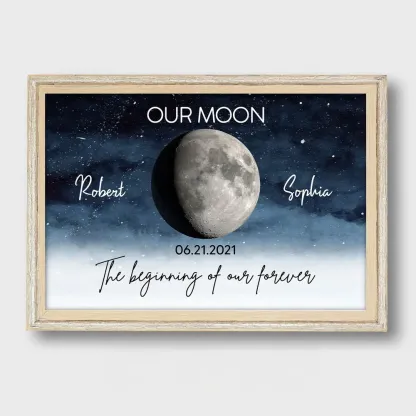Starry Night Love Story Couple Custom Moon Phase Frame Anniversary Date, Anniversary Gift, Wedding Gift For Couple-Creatgifts