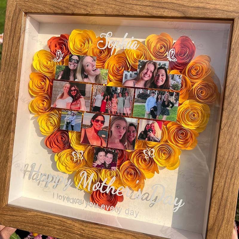 Personalized Mother's Day Photo Flower Shadow Box