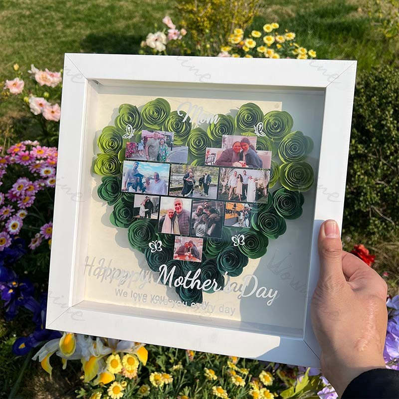 Personalized Mother's Day Photo Flower Shadow Box