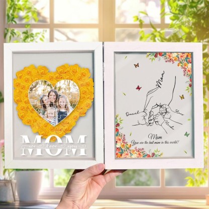Custom Photo Mom With Kid Names Flowers Frame