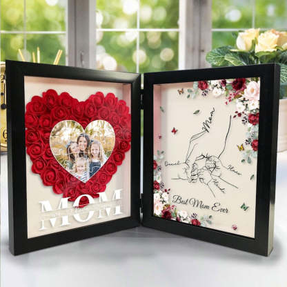 Custom Photo Mom With Kid Names Flowers Frame