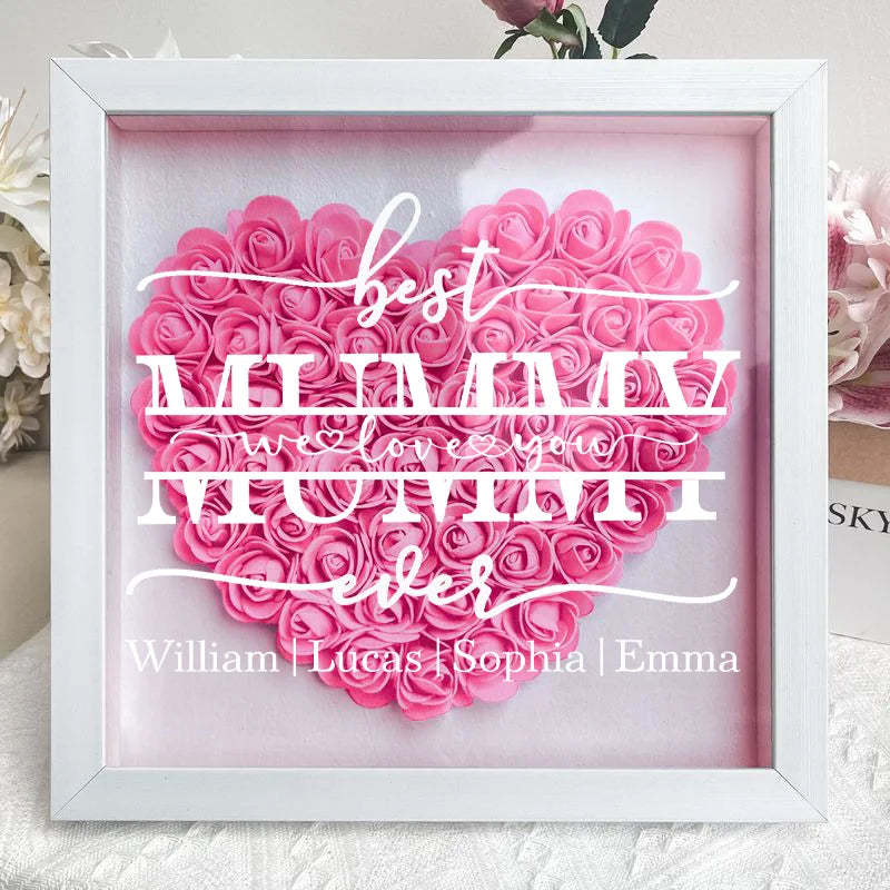 Best Mom Ever - Personalized Flower Shadow Box With Led Light