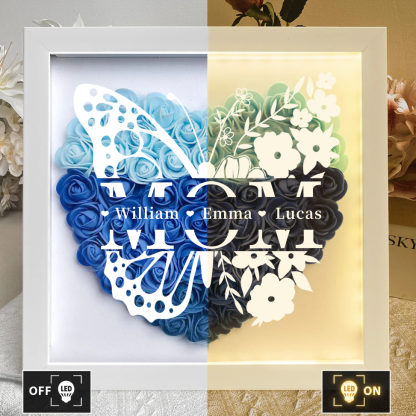 A Love That Lives On – Personalized Led Flower Shadow Box A Heartfelt Memorial Gift With Butterflies