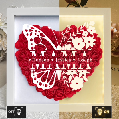A Love That Lives On – Personalized Led Flower Shadow Box A Heartfelt Memorial Gift With Butterflies