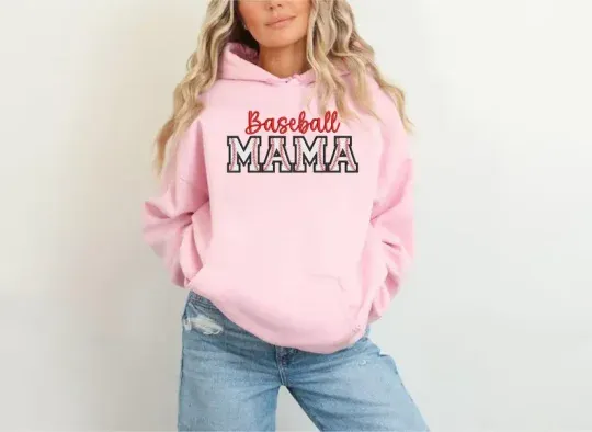Baseball Mama Embroidered Hoodie Baseball Gifts Cheer Mom Embroidered Gift