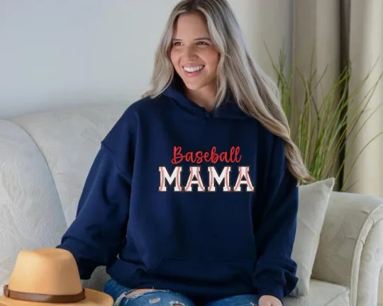 Baseball Mama Embroidered Hoodie Baseball Gifts Cheer Mom Embroidered Gift