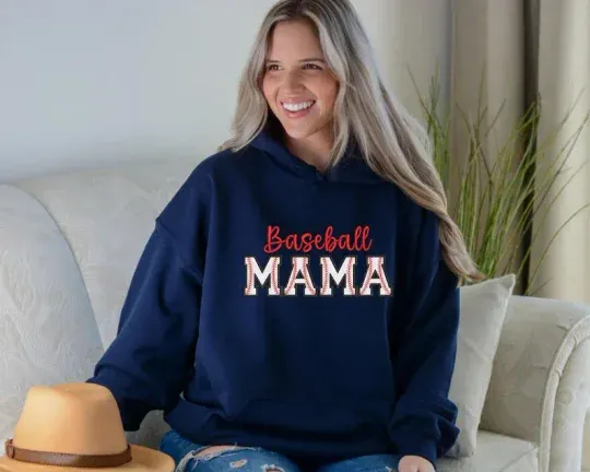 Baseball Mama Embroidered Hoodie Baseball Gifts Cheer Mom Embroidered Gift