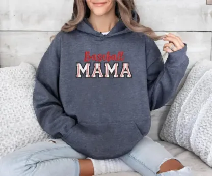 Baseball Mama Embroidered Hoodie Baseball Gifts Cheer Mom Embroidered Gift