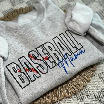 Custom Baseball Embroidered Mama/Mom/Nana Sweatshirt