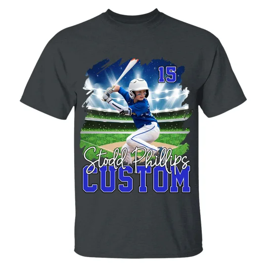 Custom Photo Baseball Player And Team Name Shirt - Personalized Photo Sports Shirt
